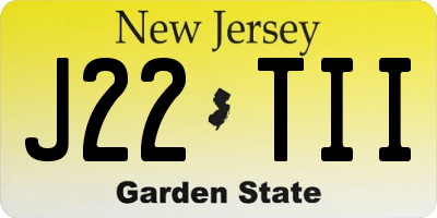 NJ license plate J22TII