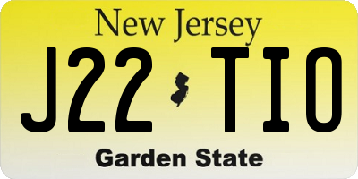 NJ license plate J22TIO