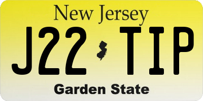 NJ license plate J22TIP