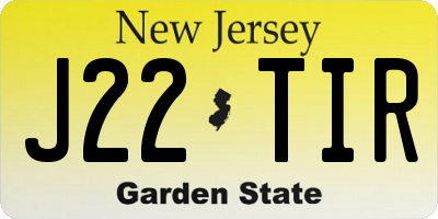 NJ license plate J22TIR