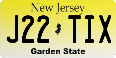NJ license plate J22TIX