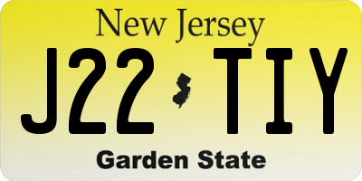 NJ license plate J22TIY