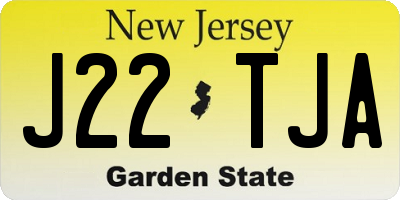 NJ license plate J22TJA