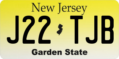 NJ license plate J22TJB