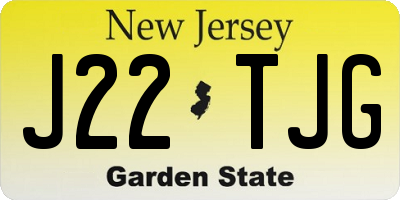 NJ license plate J22TJG