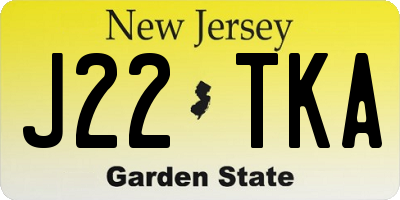 NJ license plate J22TKA