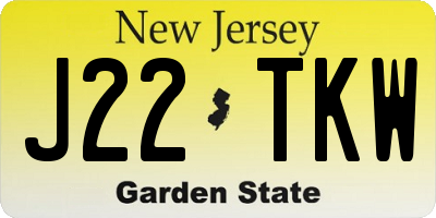 NJ license plate J22TKW