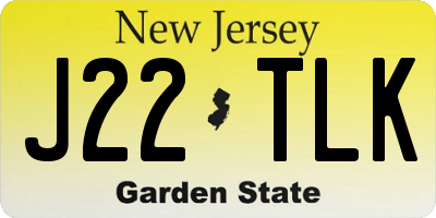 NJ license plate J22TLK