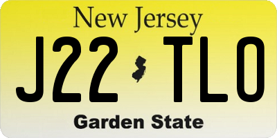 NJ license plate J22TLO