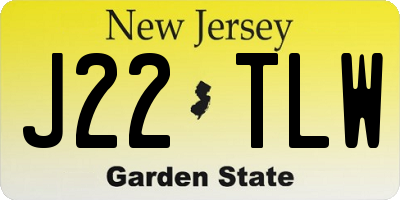 NJ license plate J22TLW