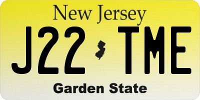 NJ license plate J22TME
