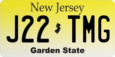 NJ license plate J22TMG