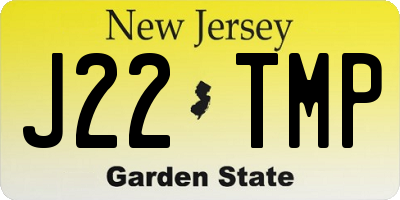 NJ license plate J22TMP