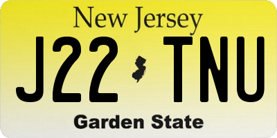 NJ license plate J22TNU