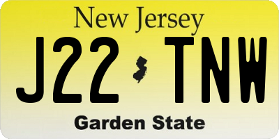 NJ license plate J22TNW