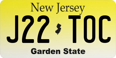 NJ license plate J22TOC
