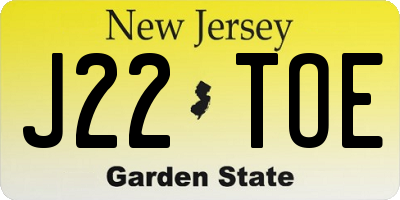 NJ license plate J22TOE