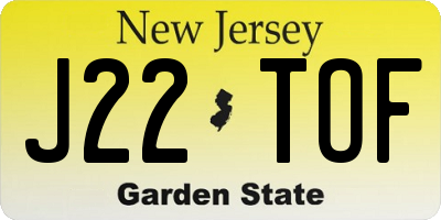 NJ license plate J22TOF