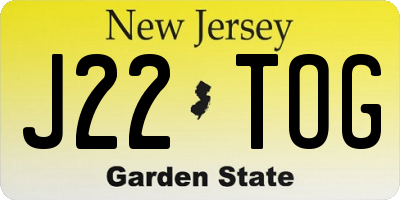 NJ license plate J22TOG
