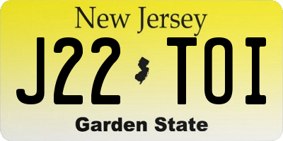 NJ license plate J22TOI