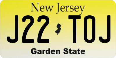 NJ license plate J22TOJ
