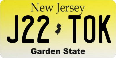 NJ license plate J22TOK