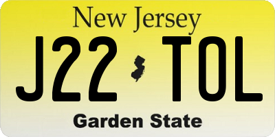 NJ license plate J22TOL