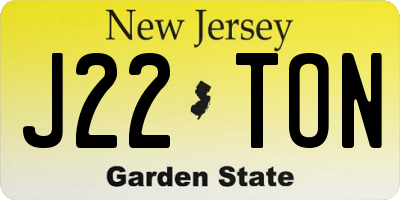 NJ license plate J22TON