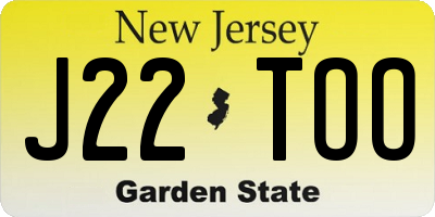 NJ license plate J22TOO
