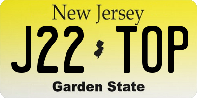 NJ license plate J22TOP