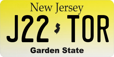 NJ license plate J22TOR