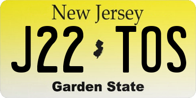 NJ license plate J22TOS
