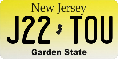 NJ license plate J22TOU
