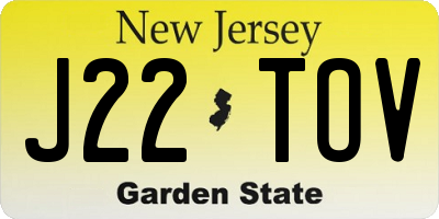 NJ license plate J22TOV