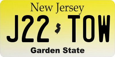 NJ license plate J22TOW