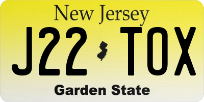 NJ license plate J22TOX