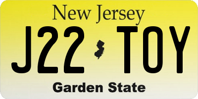 NJ license plate J22TOY