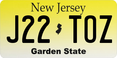 NJ license plate J22TOZ