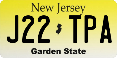 NJ license plate J22TPA