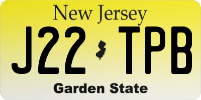 NJ license plate J22TPB
