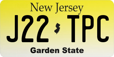 NJ license plate J22TPC