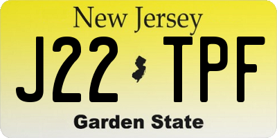 NJ license plate J22TPF