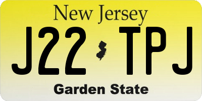NJ license plate J22TPJ