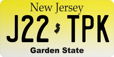 NJ license plate J22TPK