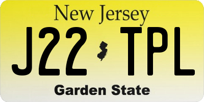 NJ license plate J22TPL
