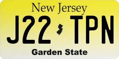 NJ license plate J22TPN