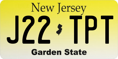 NJ license plate J22TPT