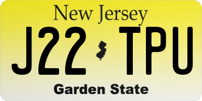 NJ license plate J22TPU
