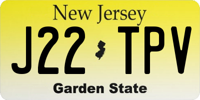 NJ license plate J22TPV