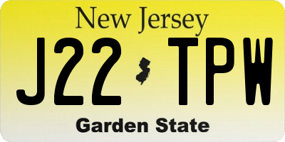 NJ license plate J22TPW
